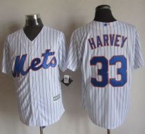 New York Mets -33 Matt Harvey White Blue Strip  New Cool Base Stitched MLB Jersey