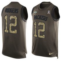 Nike Packers -12 Aaron Rodgers Green Stitched NFL Limited Salute To Service Tank Top Jersey