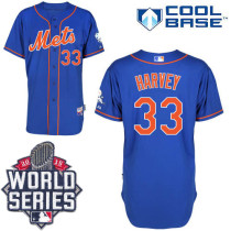 New York Mets -33 Matt Harvey Blue Alternate Home Cool Base W 2015 World Series Patch Stitched MLB J