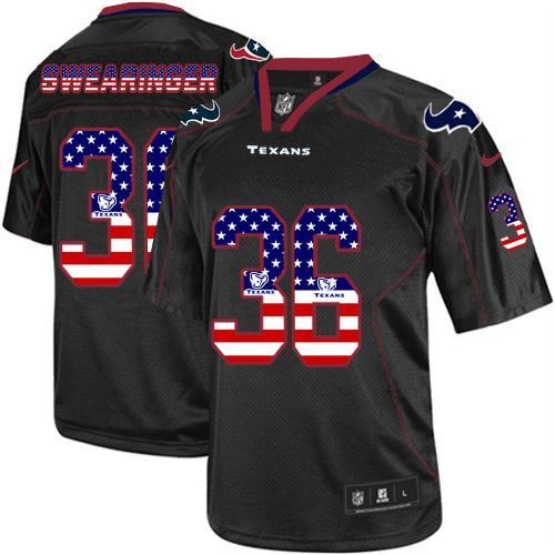 Nike Houston Texans #36 DJ Swearinger Black Men's Stitched NFL Elite USA Flag Fashion Jersey