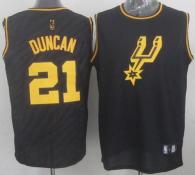 San Antonio Spurs -21 Tim Duncan Black Precious Metals Fashion Stitched NBA Jersey