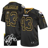 Nike Pittsburgh Steelers #43 Troy Polamalu Lights Out Black Men's Stitched NFL Elite Autographed Jer