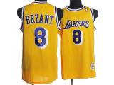 Mitchell and Ness Los Angeles Lakers -8 Kobe Bryant Stitched Yellow Purple Letter Throwback NBA Jers