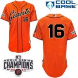 San Francisco Giants #16 Angel Pagan Orange Cool Base W 2014 World Series Champions Patch Stitched M
