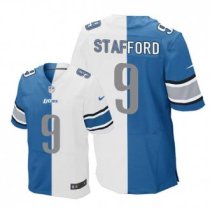 Nike Lions -9 Matthew Stafford Blue White Stitched NFL Elite Split Jersey