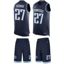 Titans -27 Eddie George Navy Blue Alternate Stitched NFL Limited Tank Top Suit Jersey