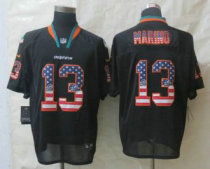 New Nike Miami Dolphins -13 Dan Marino USA Flag Fashion Black Elite Jerseys