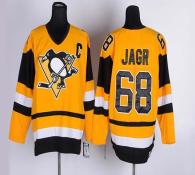 Pittsburgh Penguins -68 Jaromir Jagr Yellow CCM Throwback Stitched NHL Jersey