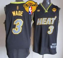 Miami Heat -3 Dwyane Wade Black Electricity Fashion Finals Patch Stitched NBA Jersey