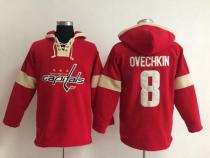 Washington Capitals -8 Alex Ovechkin Red Pullover NHL Hoodie
