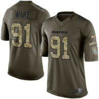 Nike Miami Dolphins -91 Cameron Wake Nike Green Salute To Service Limited Jersey