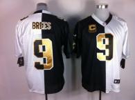 Nike New Orleans Saints #9 Drew Brees White Black Men's Stitched NFL Elite Split Jersey