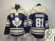 Autographed Toronto Maple Leafs -81 Phil Kessel Blue Sawyer Hooded Sweatshirt Stitched NHL Jersey