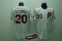 Mitchell and Ness Autographed MLB Philadelphia Phillies #20 Mike Schmidt White  Red Strip  Stitched