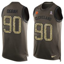Nike Browns -90 Emmanuel Ogbah Green Stitched NFL Limited Salute To Service Tank Top Jersey