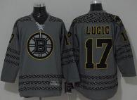 Boston Bruins -17 Milan Lucic Charcoal Cross Check Fashion Stitched NHL Jersey