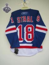 New York Rangers -18 Marc Staal Blue With 2014 Stanley Cup Finals Stitched NHL Jersey