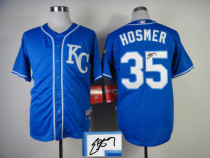 Autographed MLB Kansas City Royals -35 Eric Hosmer Light Blue Cool Base Stitched Jersey