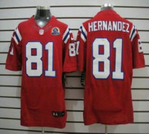 Nike Patriots -81 Aaron Hernandez Red Alternate With Hall of Fame 50th Patch Stitched NFL Elite Jers