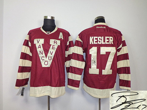Autographed Vancouver Canucks -17 Ryan Kesler Red Stitched NHL Jersey