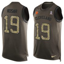 Nike Browns -19 Bernie Kosar Green Stitched NFL Limited Salute To Service Tank Top Jersey