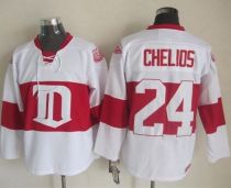 Detroit Red Wings -24 Chris Chelios White Winter Classic CCM Throwback Stitched NHL Jersey