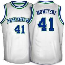 Dallas Mavericks -41 Dirk Nowitzki White Throwback Stitched NBA Jersey