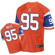 Nike Denver Broncos #95 Derek Wolfe Orange Throwback Men's Stitched NFL Elite Jersey