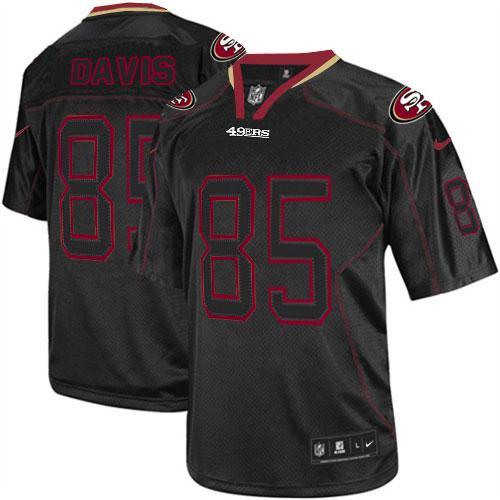 Nike San Francisco 49ers #85 Vernon Davis Lights Out Black Men‘s Stitched NFL Elite Jersey
