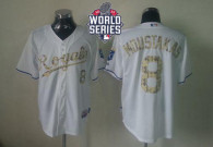 Kansas City Royals -8 Mike Moustakas White USMC Cool Base W 2015 World Series Patch Stitched MLB Jer