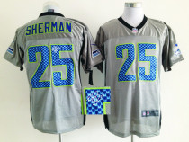 Autographed Nike Seattle Seahawks #25 Richard Sherman Grey Shadow Men‘s Stitched NFL Elite Jersey