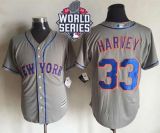 New York Mets -33 Matt Harvey New Grey Cool Base W 2015 World Series Patch Stitched MLB Jersey