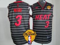 Miami Heat -3 Dwyane Wade Black Grey Groove Finals Patch Stitched NBA Jersey