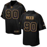 Nike Seahawks -90 Jarran Reed Black Stitched NFL Elite Pro Line Gold Collection Jersey