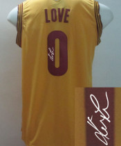 Autographed NBA Revolution 30 Cleveland Cavaliers -0 Kevin Love Yellow Stitched Jersey