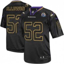 Nike Ravens -52 Ray Lewis Lights Out Black With Hall of Fame 50th Patch Stitched NFL Elite Jersey