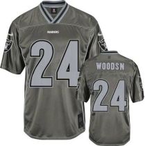 Nike Oakland Raiders #24 Charles Woodson Grey Men's Stitched NFL Elite Vapor Jersey