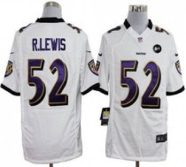 Nike Ravens -52 Ray Lewis White With Art Patch Stitched NFL Game Jersey