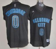 Oklahoma City Thunder -0 Russell Westbrook Black on Black Stitched NBA Jersey