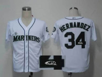 Autographed MLB Seattle Mariners #34 Felix Hernandez White Stitched Jersey