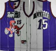 Toronto Raptors -15 Vince Carter Purple White Split Fashion Stitched NBA Jersey