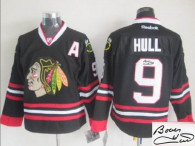 Autographed Chicago Blackhawks -9 Bobby Hull Stitched Black NHL Jersey
