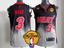 Miami Heat -3 Dwyane Wade Black Grey Fadeaway Fashion Finals Patch Stitched NBA Jersey