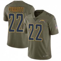 Nike Chargers -22 Jason Verrett Olive Stitched NFL Limited 2017 Salute to Service Jersey