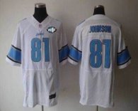 Nike Lions -81 Calvin Johnson White With WCF Patch Jersey