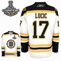 Boston Bruins 2011 Stanley Cup Champions Patch -17 Milan Lucic White Stitched NHL Jersey