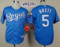 Kansas City Royals -5 George Brett Light Blue Alternate Cool Base W 2014 World Series Patch Stitched