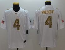 Nike Cowboys -4 Dak Prescott White Stitched NFL Limited Salute To Service Jersey