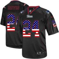 Nike New England Patriots -24 Darrelle Revis Black Mens Stitched NFL Elite USA Flag Fashion Jersey