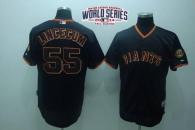 San Francisco Giants #55 Tim Lincecum Black W 2014 World Series Patch Stitched MLB Jersey